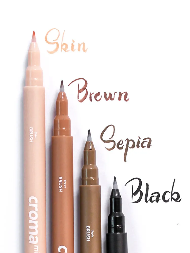 Croma Micro Fineliner Needle Ballpoint Pen Brush Hook Pens Waterproof Black/Brown/Skin Ink for Sketching,Drawing