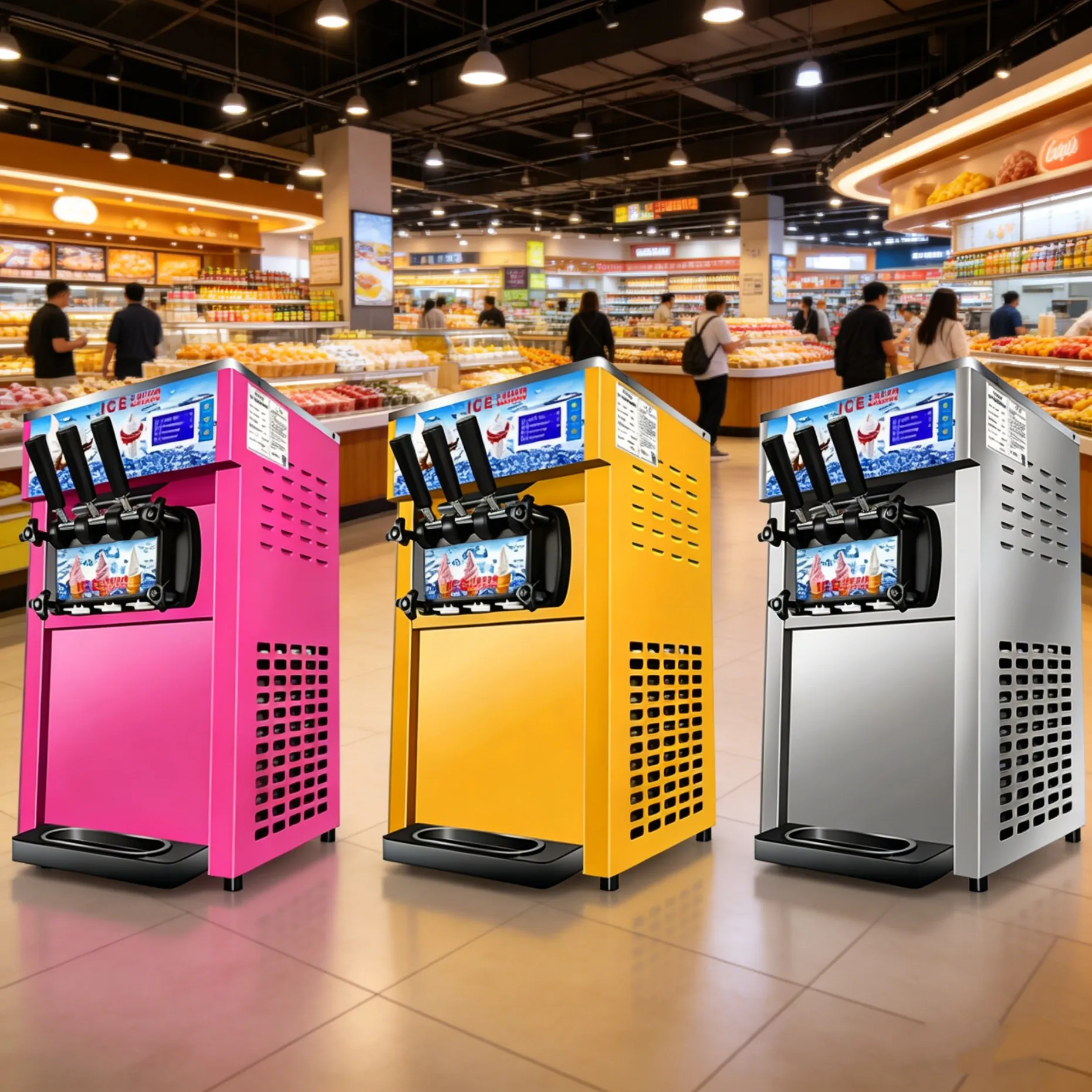 

High End 18-48L/H Advanced Double System Refrigeration Commercial Soft Serve Ice Cream Machine Yogurt Milk Support Low Noise Air