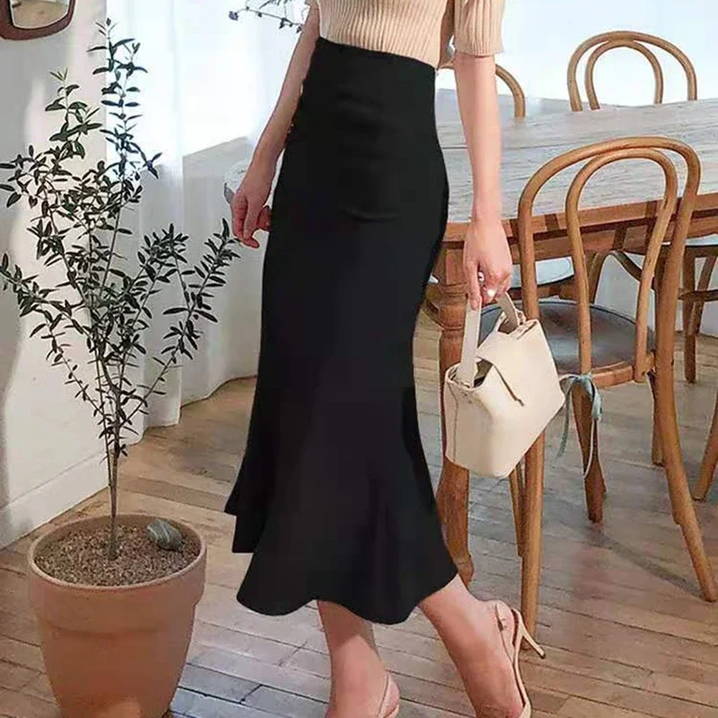 

Elegant Office Long Skirts Women Fashion High Waist Bodycon White Black Skirt French Y2k Slim Corset Bridal Maxi Skirt XL P455