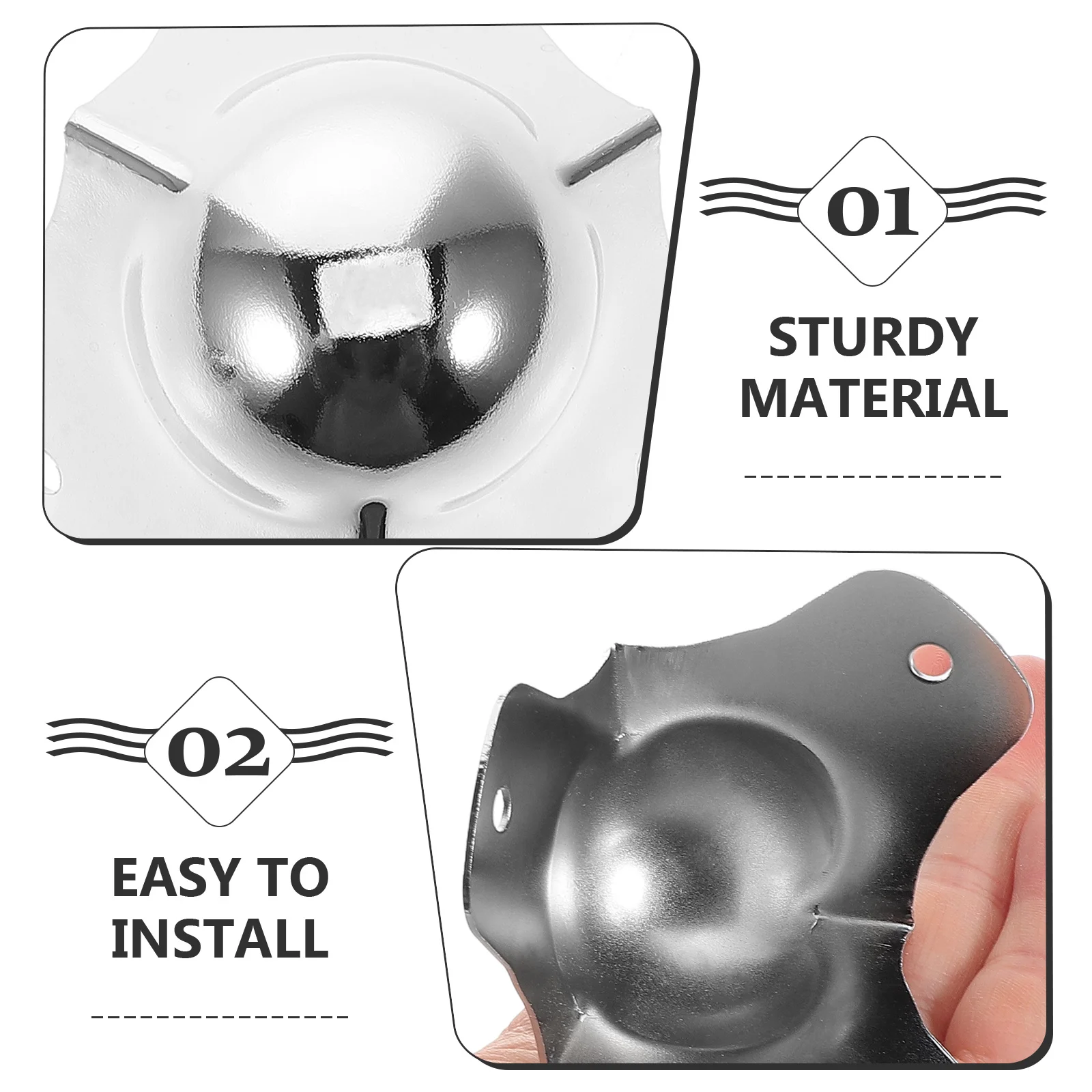 6Pcs Silver Ball Corner Protectors Metal Edge Guards for Cabinets Furniture Tables Shockproof