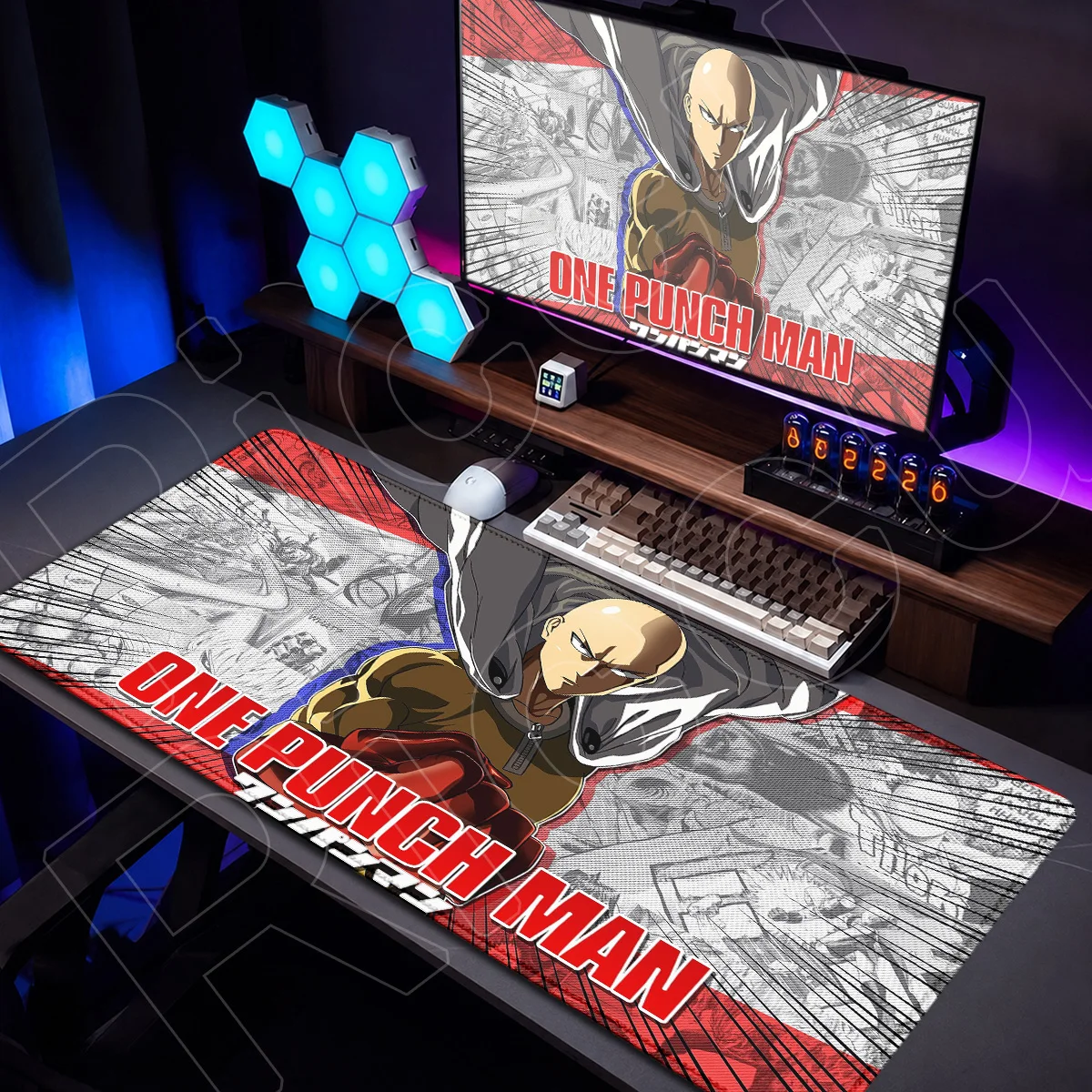 ONE PUNCH-MAN Locking Edge Mauspad, PC-Gamer, Laptop, Tischteppich, 900 x 400 mm, Anime, waschbares Gummi-Zubehör, große Tastaturmatte – Detail 12