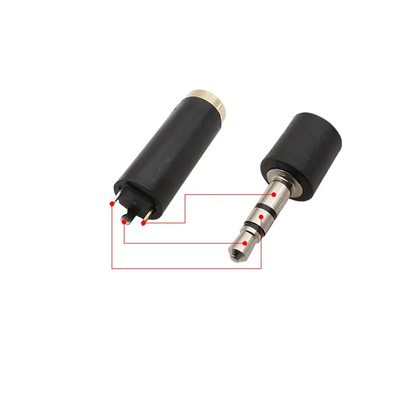 Conector de Audio de 3,5mm para auriculares, Conector de soldadura de 3 polos estéreo, adaptador TRS hembra de 3 pines, AUX