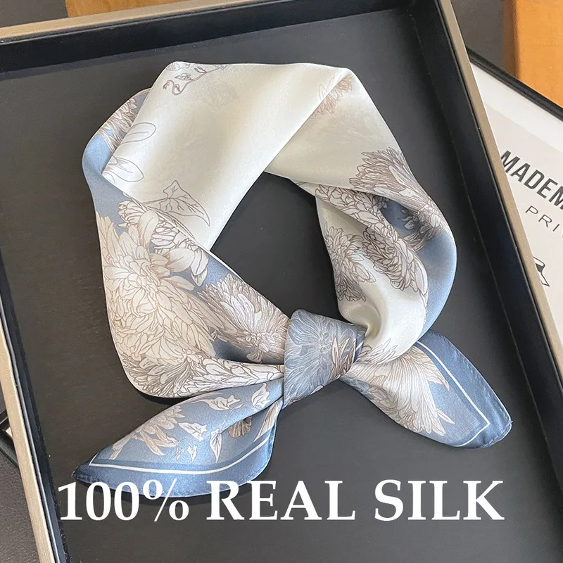 

100% натуральный шелковый шарф, роскошный высококачественный модный платок с лентой, бандана, женские квадратные шарфы, хиджаб, платок на голову, шейный платок