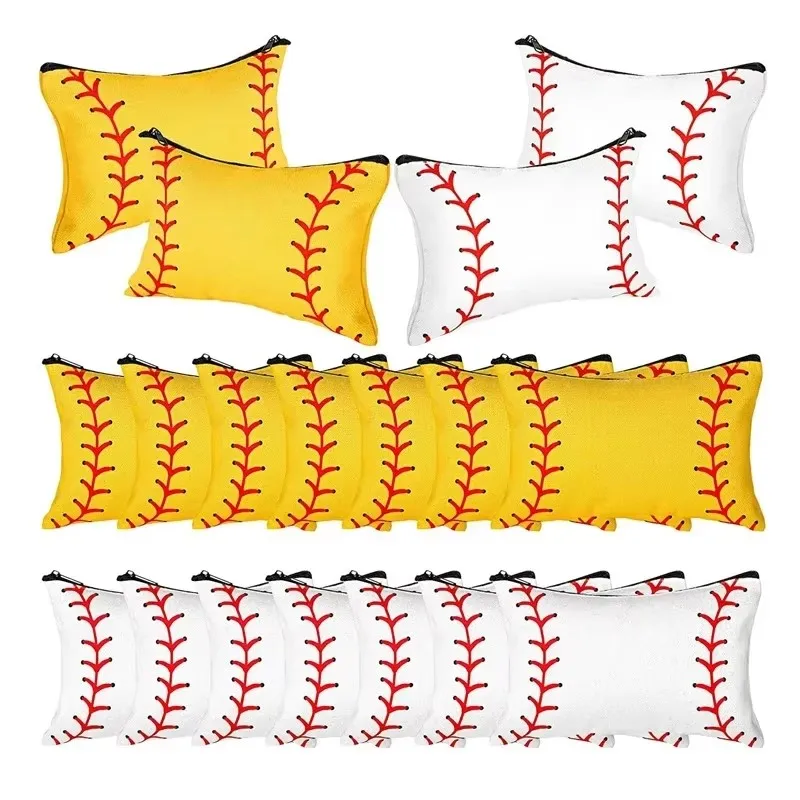 100Pcs/Lot Baseball Makeup Bag Bridesmaid Maid of Honor Holiday Wedding Bachelorette Party Gifts Canvas Cosmetic Zipper Pouch