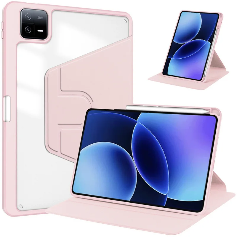 

Чехол для Xiaomi Pad 8 Pro с держателем для стилуса, вращающийся на 360 градусов, акриловый, жесткий, с подставкой, для Poco Pad X1 / Xiaomi Pad 8, 11.2 дюйма