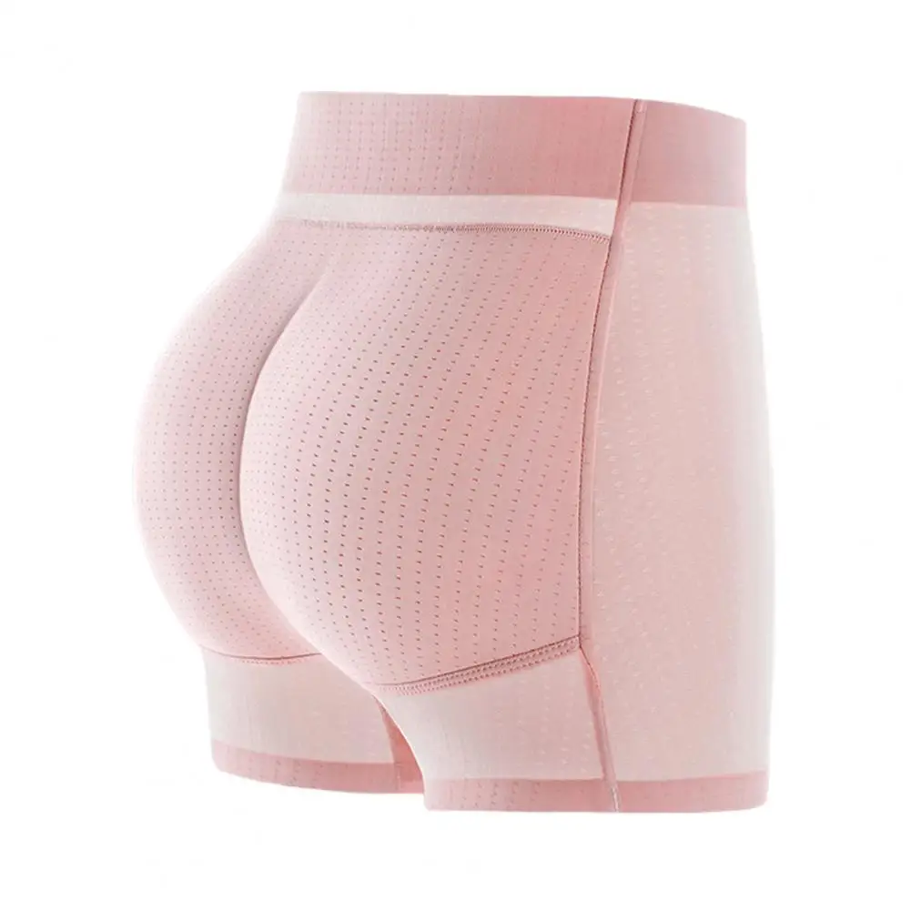 Women Underpants Hollow Mesh Patchwork Tummy Control High Waist Plump Curves Fake Butt Padded Butt Enhancer Sponge Hip Pad