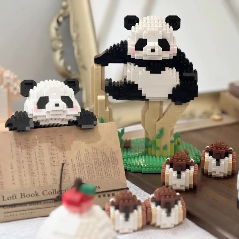 Panda Huamenglan Building Block Toys for Children, National Treasure, Tabletop Display, Puzzle, Micro-Particle