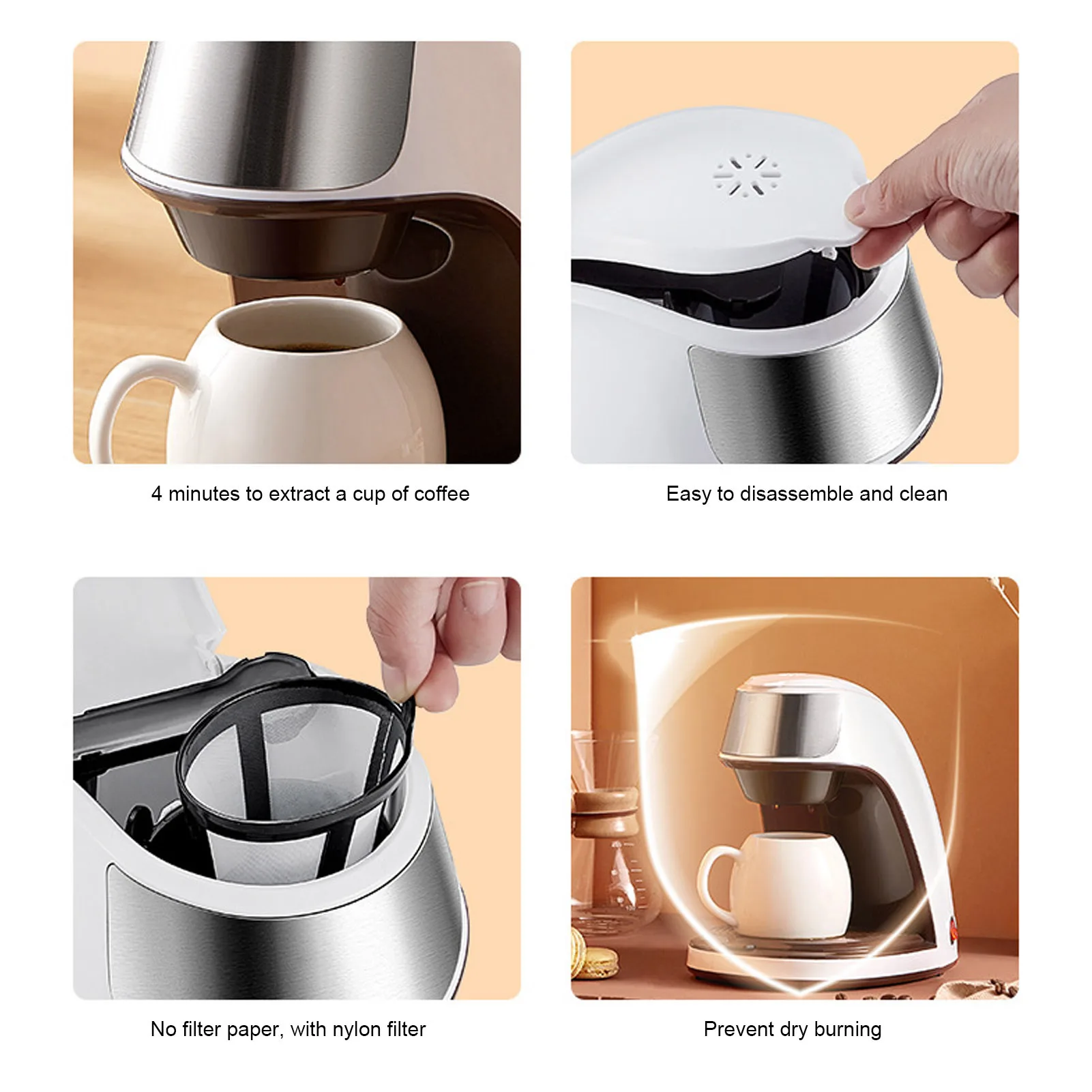 Single Coffee Machine 250ml Single Serve Coffee Maker Mini Multi Purpose Extraction Coffee Machine 220V