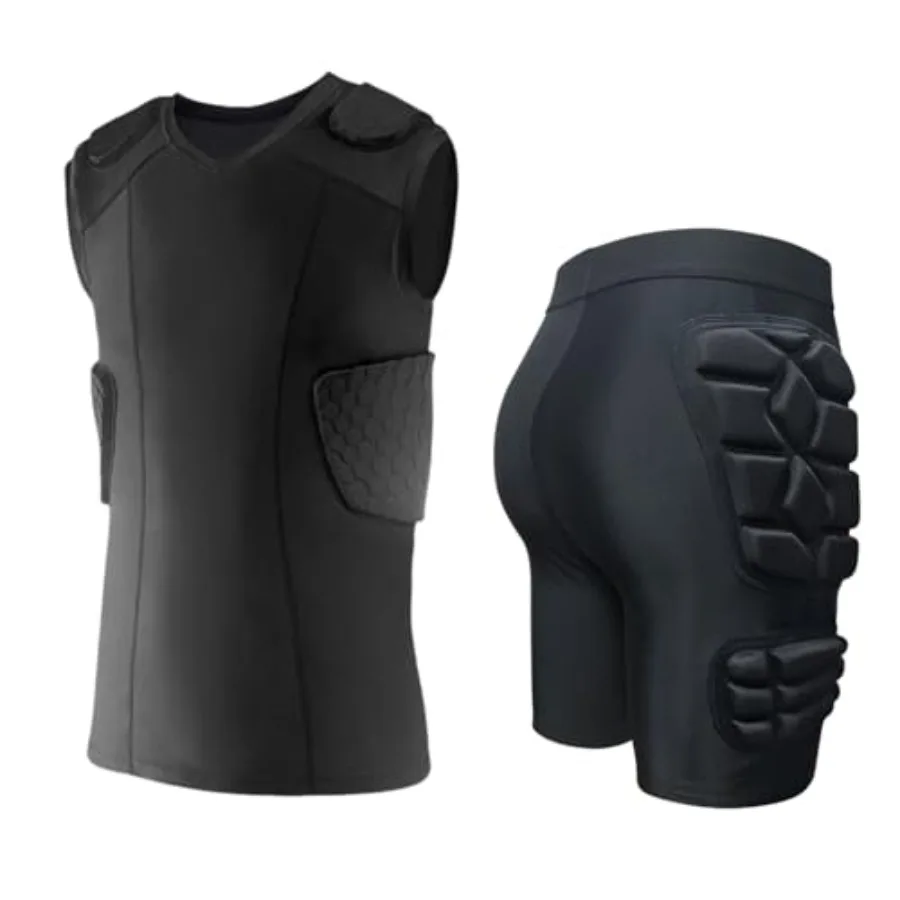 

Topeter Football Rib Protector Shirts W/ Protective Padded Soccer Goalie Shorts