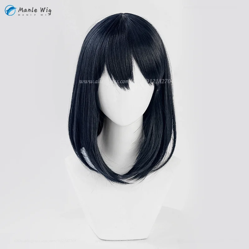 Anime Cos!!! Shimizu-Kiyoko Peruca Cosplay, Preto e Azul, Cabelo Sintético, Resistente ao Calor, Adereços, Encenação, Boné, 45cm