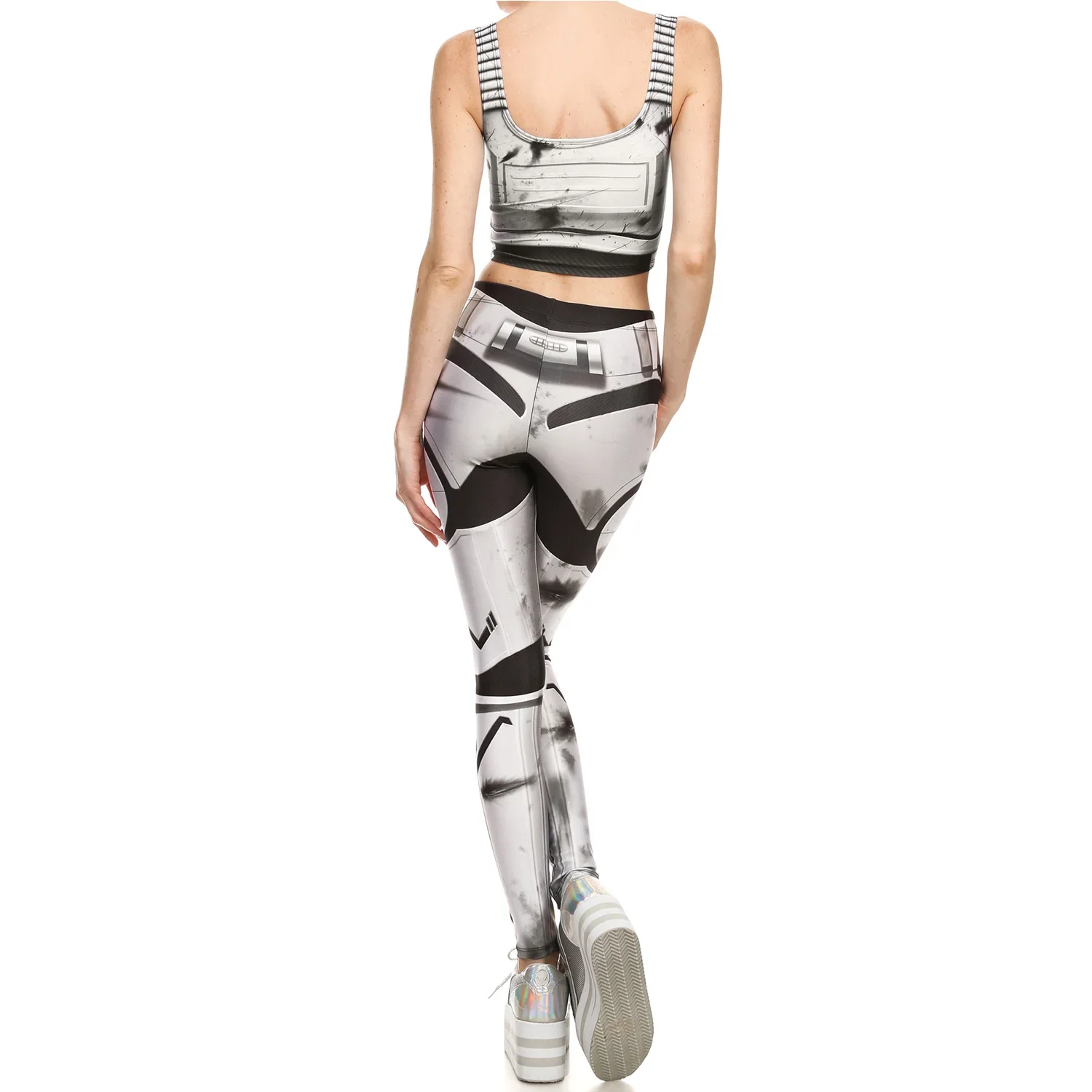 Fashion Women Leggings 3D Digital Printed Pants Punk Armor Cosplay Clothes Skinny High Waist Casual Leggins