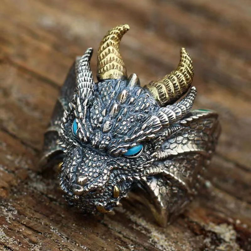Retro Domineering Ethnic Style Dragon Ring For Men Cool Opening Adjustable Ring Punk Vintage Fashion Finger Jewelry Accessories view 3