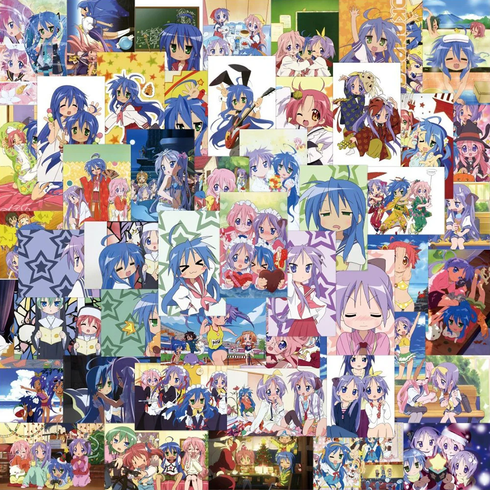 10/30/54pcs Lucky Star Anime Stickers Girls Izumi Konata Takara Miyuki Sticker Scrapbooking Kawaii Hiiragi Kagami Cartoon Decal