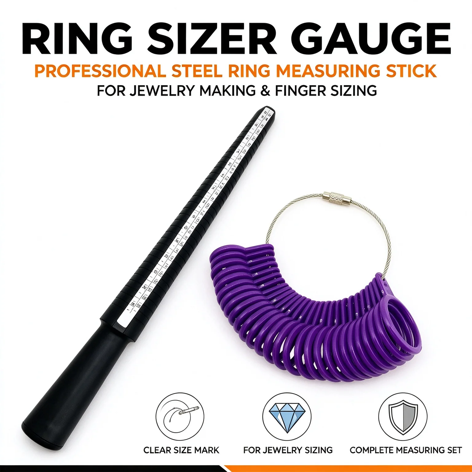 Ring Sizer Gauge - Professional Steel Ring Measuring Stick & Finger Sizer Mandrel for Jewelry Making DIY jewelry tools