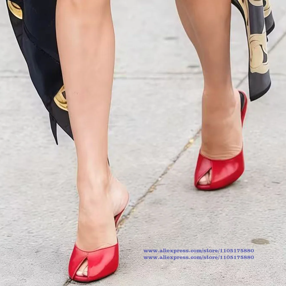 Pantofole con punta aperta rotonda Pantofole eleganti con tacco a spillo Slip On Scarpe eleganti da festa Scarpe da donna Designer Sandalias De Mujer Verano