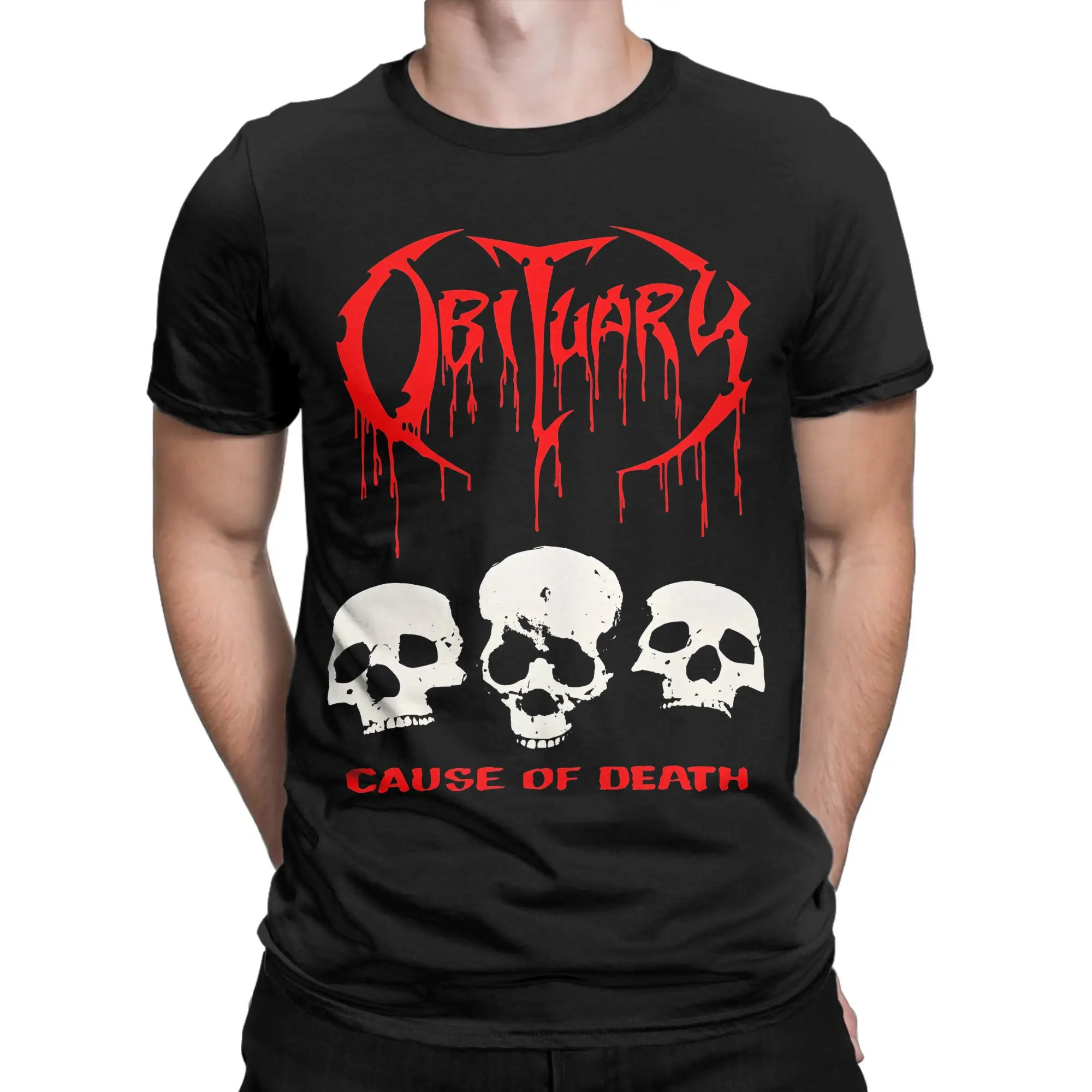 

O-OBITUARY T Shirts Men's 100% Cotton Funny T-Shirts Crew Neck Skull Tees Short Sleeve Clothes Summer