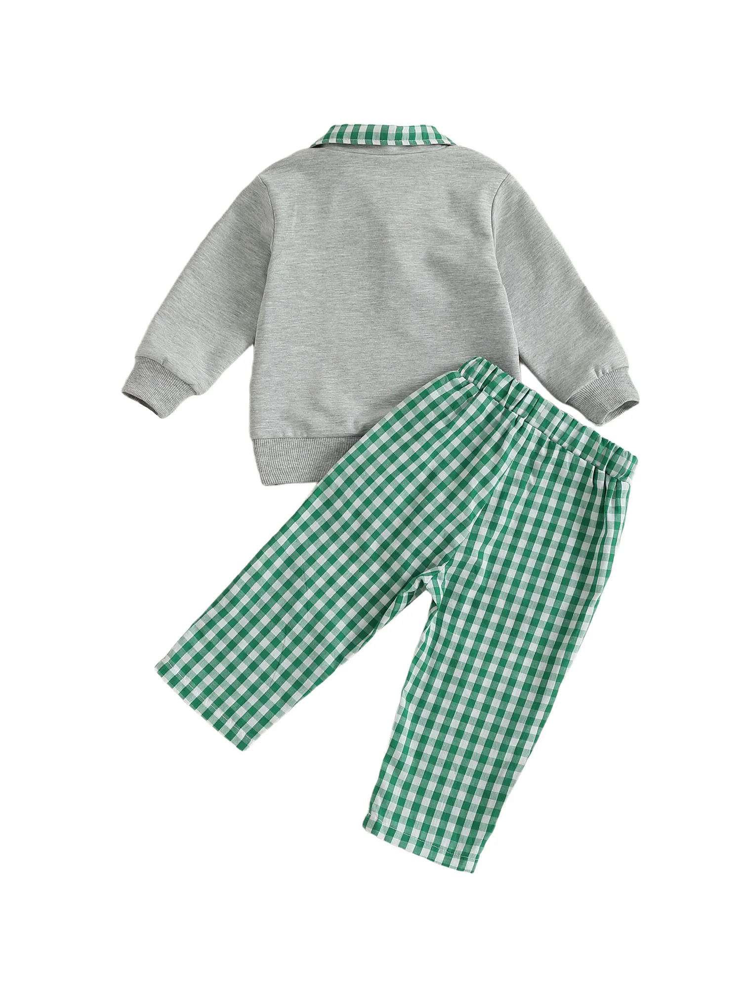 FOCUSNORM 0-4Y Casual Baby Jungen Weihnachten Kleidung Sets Weihnachten Baum Stickerei Langarm Revers Zip Pullover Tops + Plaid Hosen – Detail 6