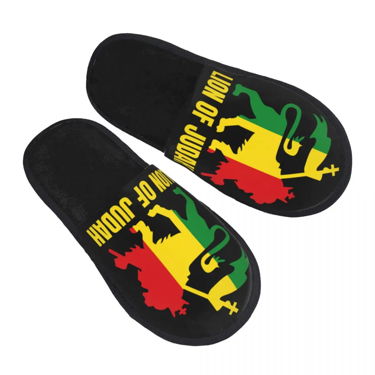 

Lion Of Judah Rasta Jamaican Reggae House Slippers Women Soft Memory Foam Slip On Spa Slipper Shoes