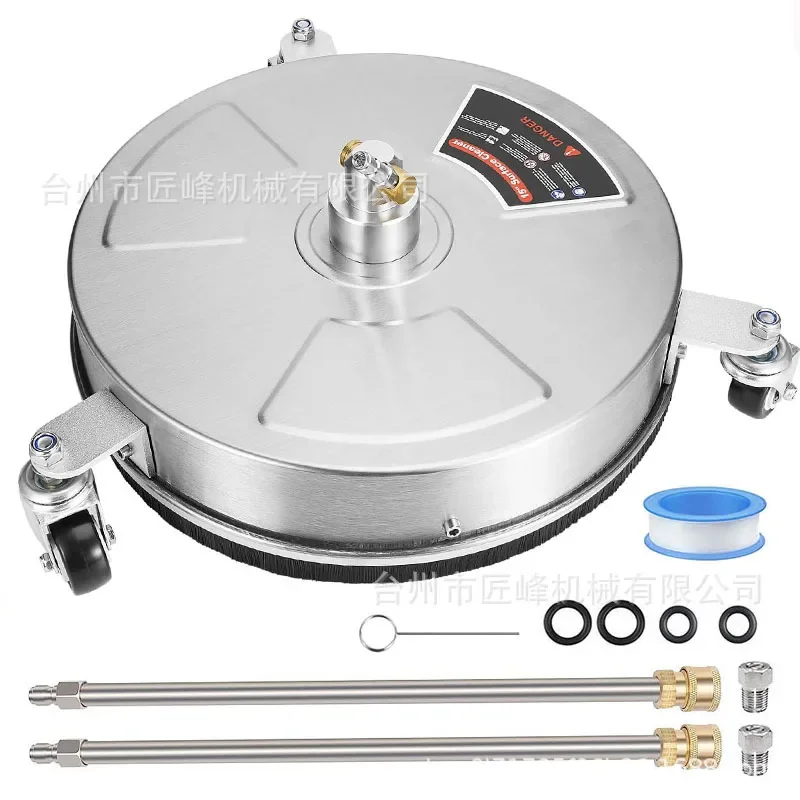 4000PSI 15 Inch Pressure Washer Surface Ground Floor Cleaner Stainless Steel 3 Wheels for Karcher Lavor 1/4" Quick Connector