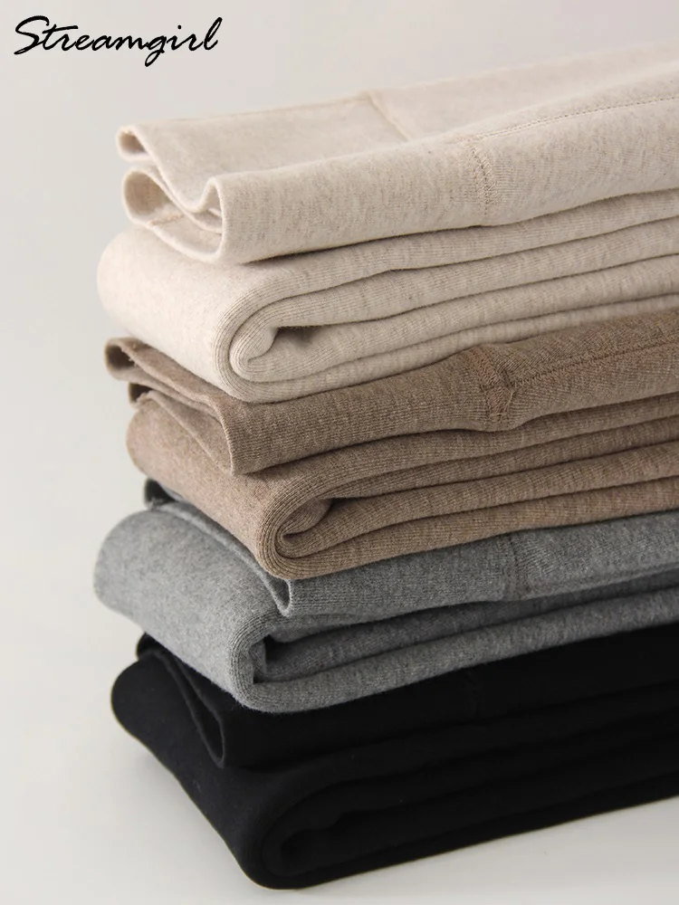 Streamgirl طويل القامة النساء رمادي عالية الخصر طماق النساء الشتاء أبلى الجوارب سميكة المخملية نحيل بناطيل تدفئة النساء الصوف طماق