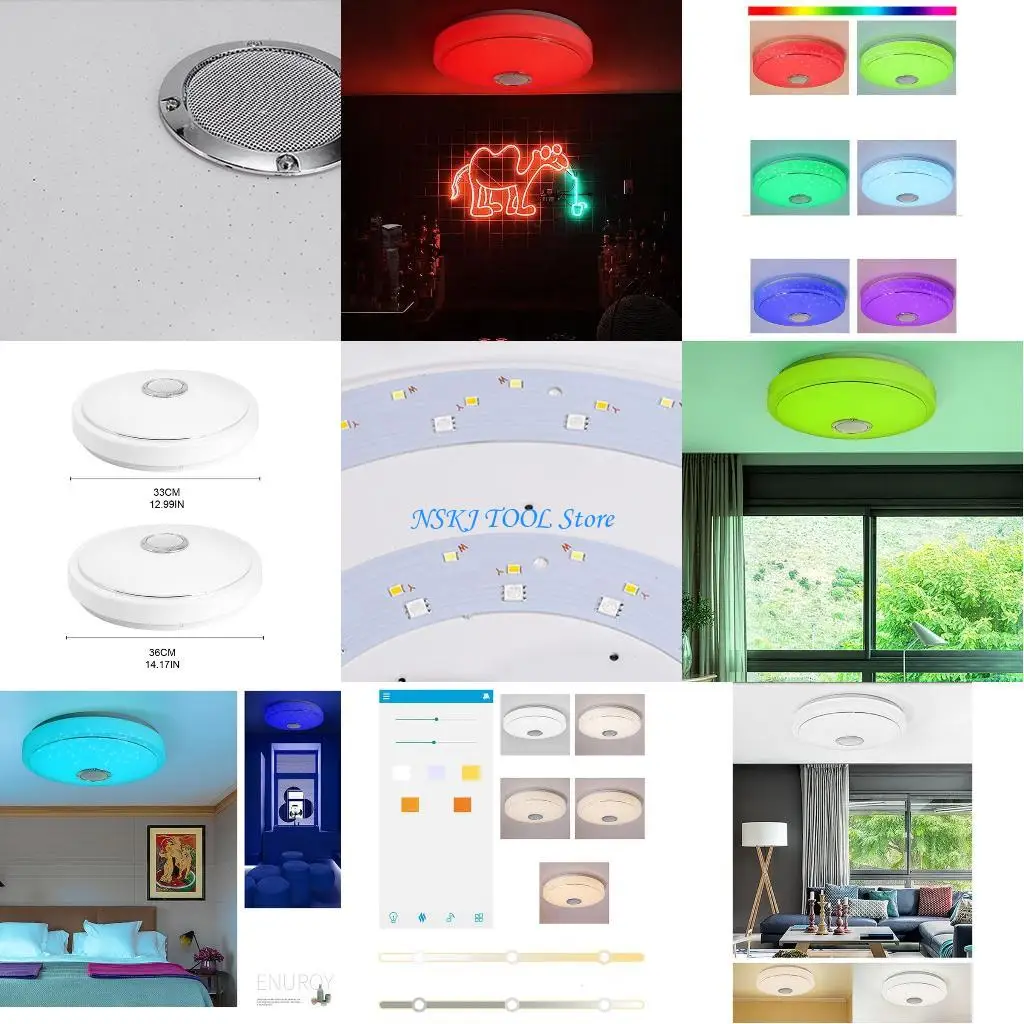 

L8RC Светодиодный круглый потолочный светильник Музыкальное освещение с пультом дистанционного управления с регулируемой RGB