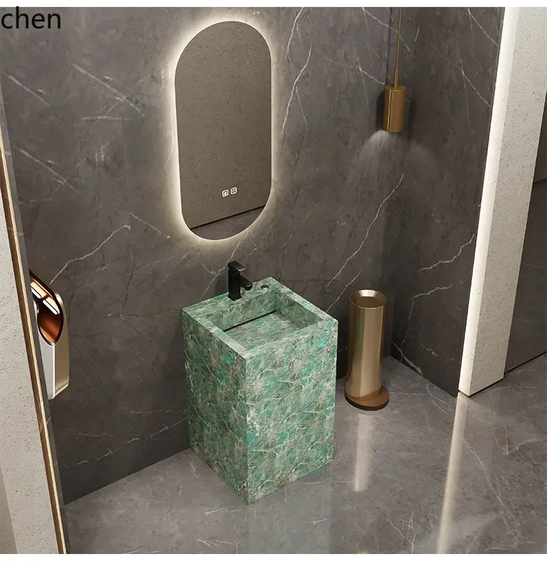HYS rock slab integrated column basin hand washing outdoor column basin balcony hotel washbasin operation table