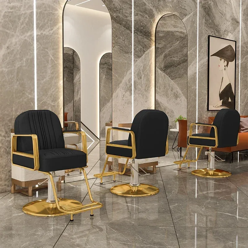 Barber Spinning Luxury Makeup Chairs Pedicure Recliner Hydraulic Barber Chairs Cosmetic Cadeira Barbeiro Salon Furniture YX50BC
