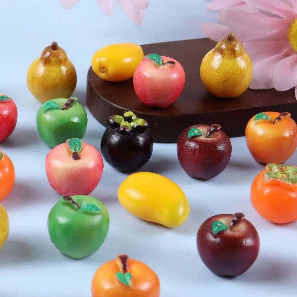 10pcs Cute Resin 3D Fruit Model Mango Pear 3D Shape DIY Dollhouse Accessory Green Red Fruit Home Decoration Item Dollhouse Craft