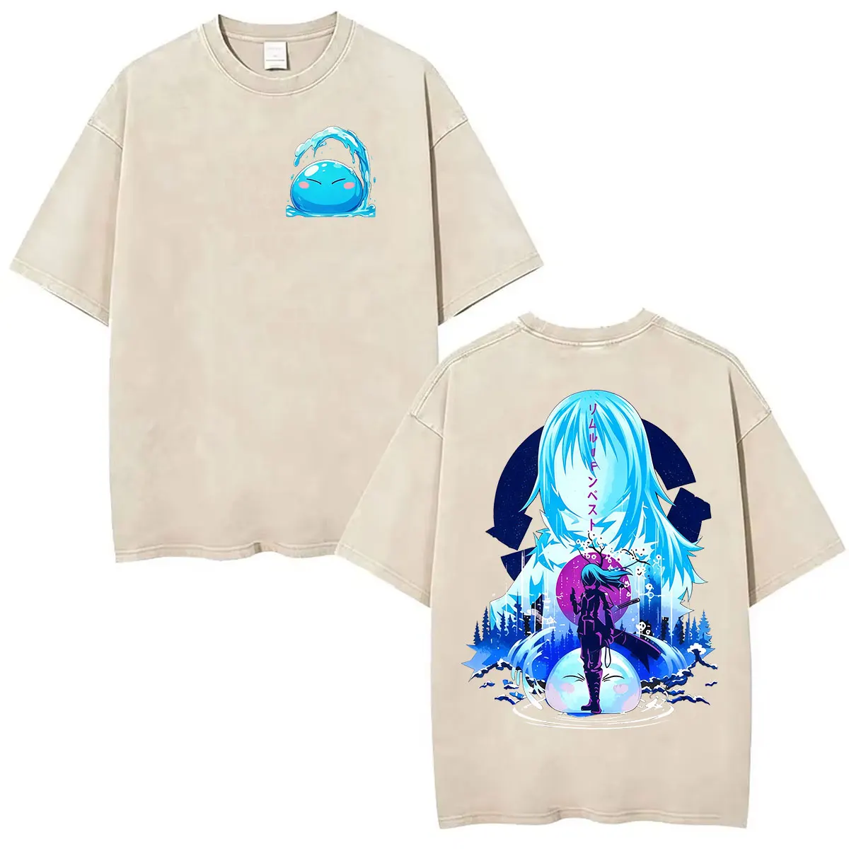 Anime That Time I Got Reincarnated As A Slime Vintage Washed T Shirts Men Women Clothing Fashion Casual Cotton Oversized T-shirt