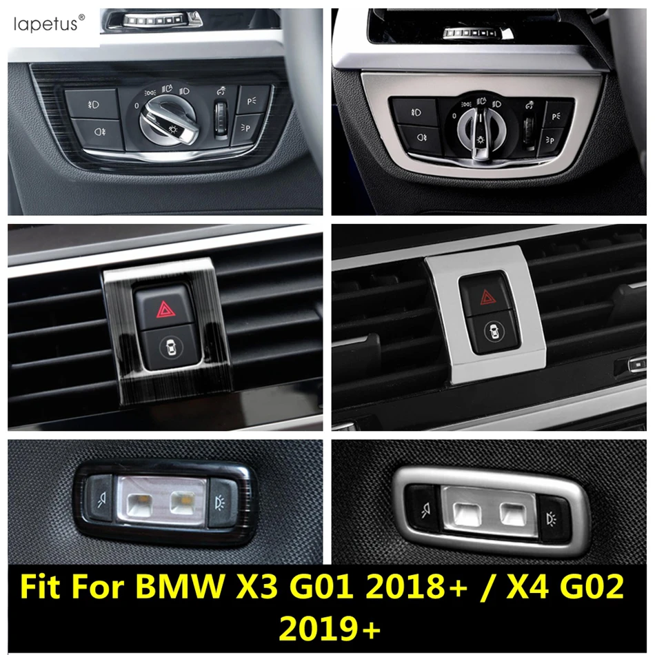 

Head Lamp Button / Warning Light / Readlight Cover Trim Stainless Steel Accessories For BMW X3 G01 2018 - 2023 X4 G02 2019 -2023