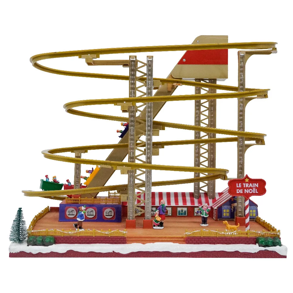 Colorful glowing roller coaster amusement park music box large decorative items handicrafts Christmas gifts