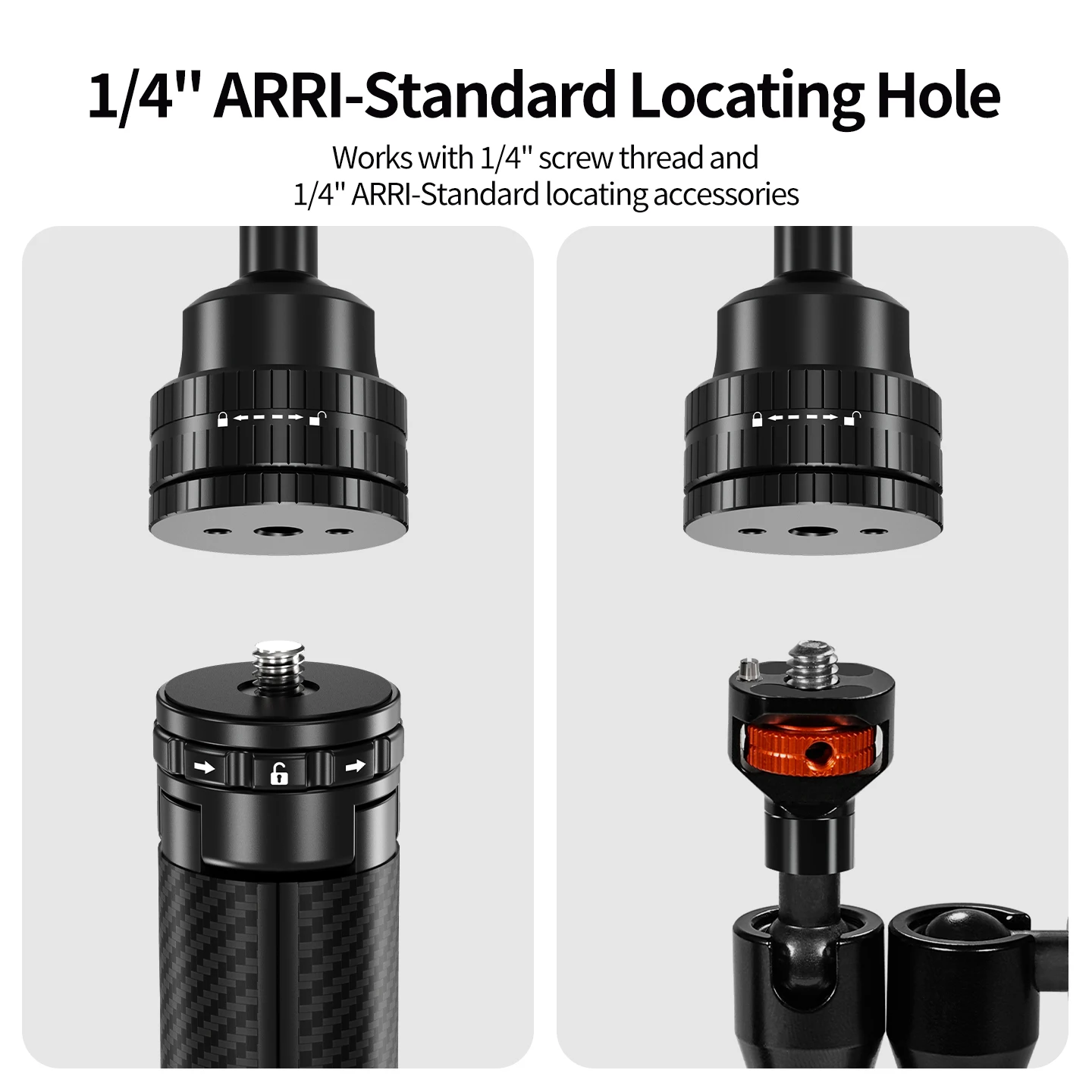 1/4 Zoll Kugelkopf Drehbare Schneckenklemme aus Aluminium 360° ° Panorama-Stativhalterung für DJI Osmo Insta360 GoPro Action-Kamera Zubehör – Detail 8