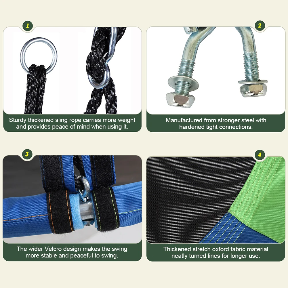 أرجوحة شجرة بسعة 300 كجم، أرجوحة طيران مع حبال قابلة للتعديل، طبق طائر، مجموعة لعب أرجوحة شجرة مستديرة للأطفال والكبار #3