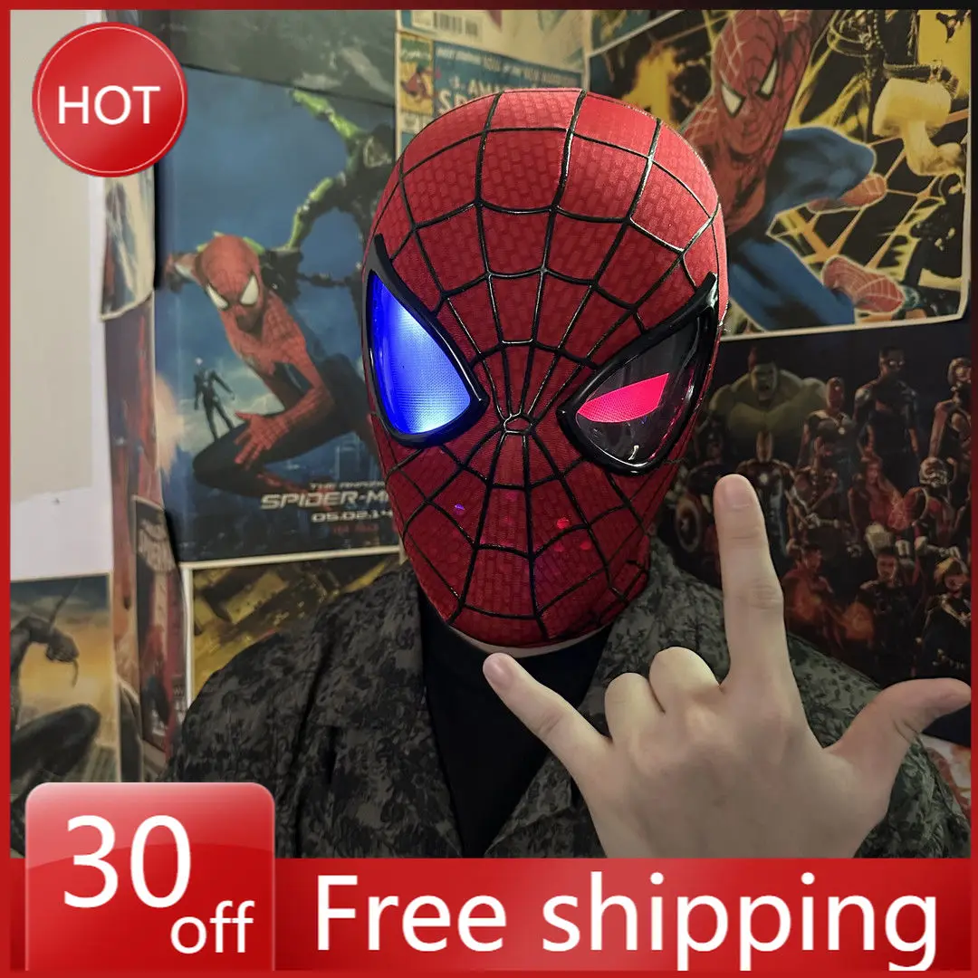 

The Amazing Spider-Man Spiderman Mask Remote Control Blinking Eyes Glow Breathable Mask Cool Anime Collection Toy Holiday Gifts