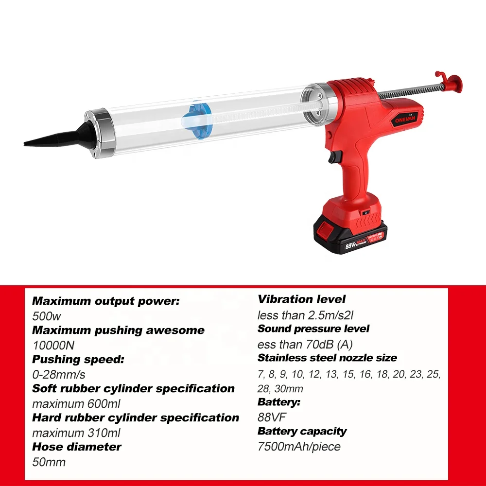 Onevan 10000n pistola de calafetagem elétrica 6 velocidades pistolas de cola de vidro pressão cola costura selante pistola de cola para makita 18v bateria