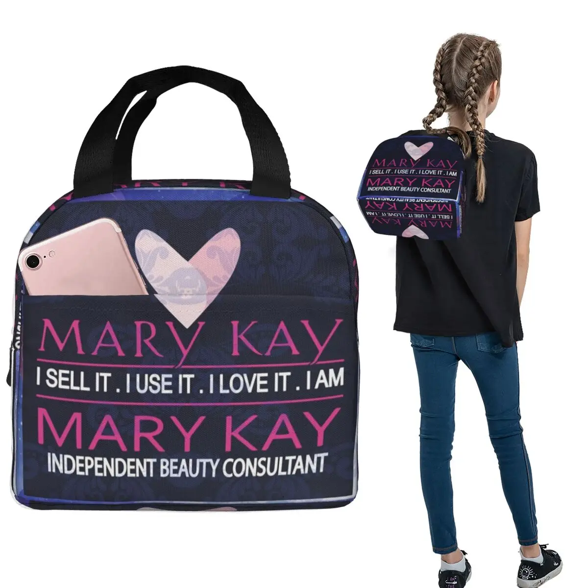 Bolsa térmica para almoço da Mary Kay Cosmetics para mulheres e crianças, caixas portáteis para alimentos, caixa térmica para almoço