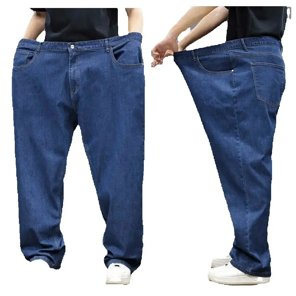 

Очень большие джинсы мужские, эластичные свободные прямые джинсы, джинсы с расширенной талией.