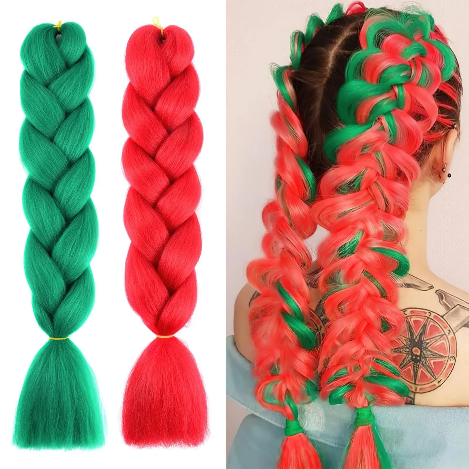 African Braided Wig Colored Hair Rope Christmas Synthetic Braid Reggae Hip Hop Dirty Braids  crochet hair