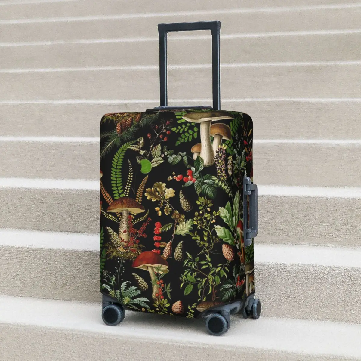 

Vintage Midnight Mushrooms Forest Botanical Night Garden Suitcase Cover Protection Elastic Travel Luggage Protector Covers