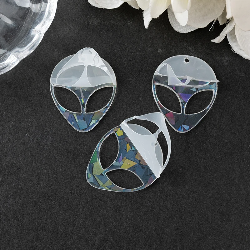 10Pcs Clear Skull Charms Acryl Ufo Oorbel Hanger Voor Sieraden Maken Diy Handgemaakte Craft