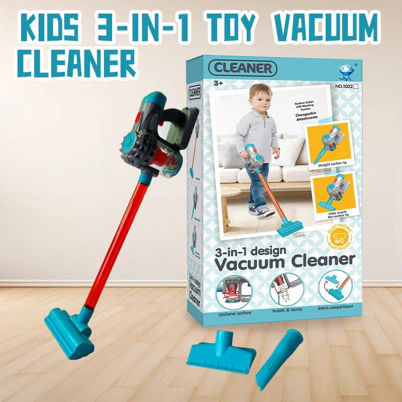 مكنسة كهربائية للأطفال 3 في 1 - عصا خفيفة وصوت/محمولة باليد، صندوق حطام قابل للفصل، خرز إعصار، مرفقين، لعب الأدوار #2