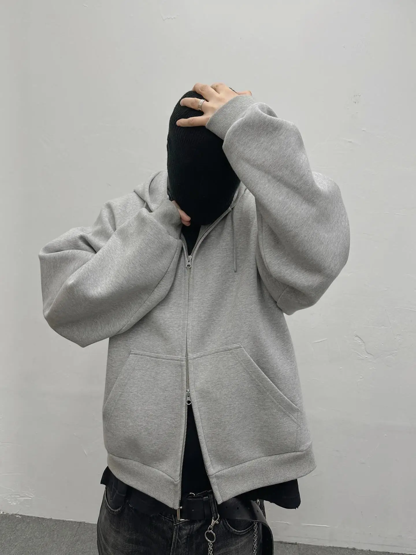 Nonnod Heavy Premium Gray Texture Hoodie All Gray Three-Dimensional Profile Outerwear Gray Series Hoodie Men