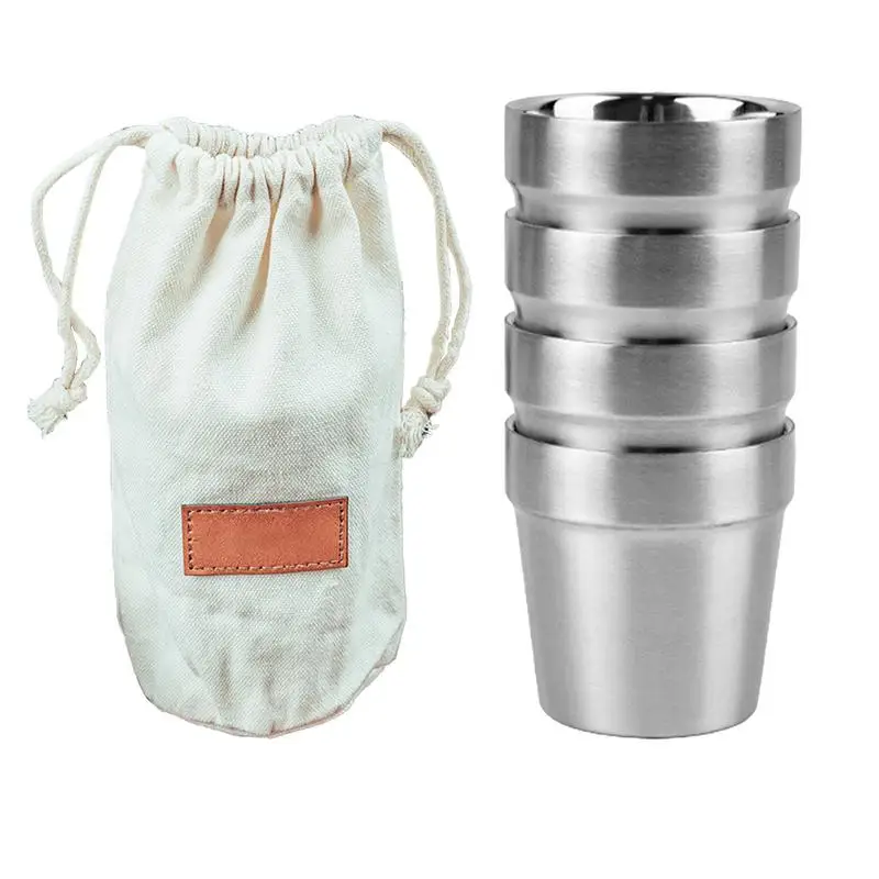 

Stackable Metal Drinking Cups Stackable Stainless Steel Camping Cups Shatterproof Cup Tumblers For Home Kitchen Cafe Hotel Bar