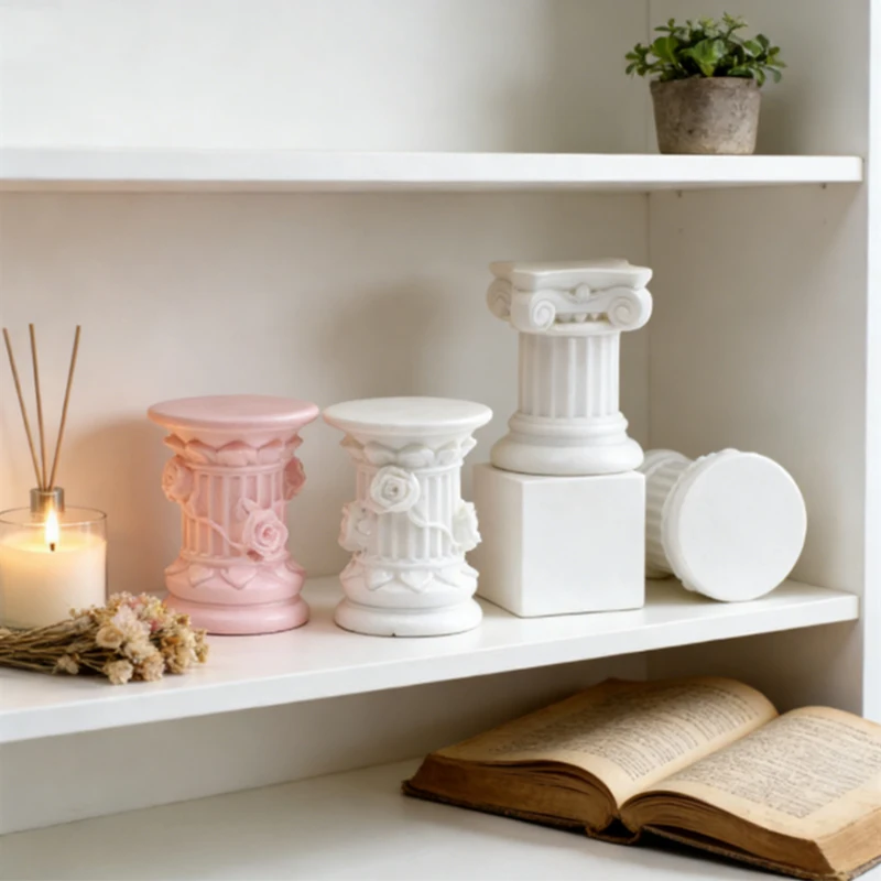 3d Retro Roman Column Figurines Table Ornament Western Dollhouse Model Statue Home Room Interior Decoration Arts Crafts Gifts