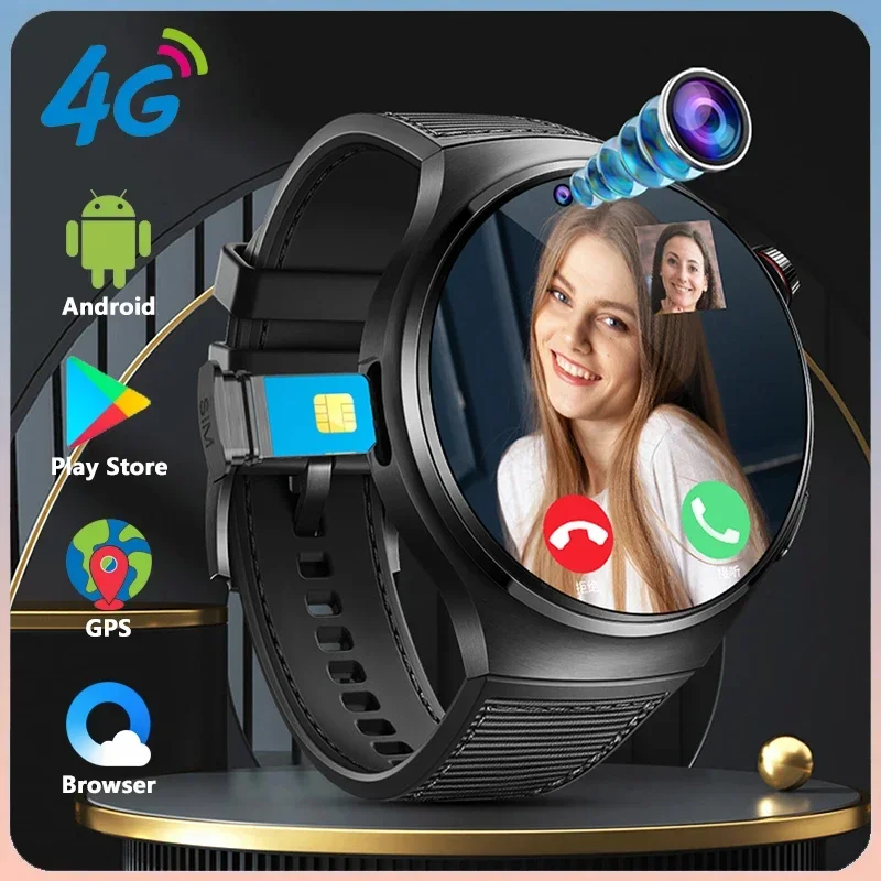 Android Bluetooth Smartwatch Support Download APP 4G Net SIM Card Google Play Smart Watch 1.62-inch Cameras Video Call GPS Wifi