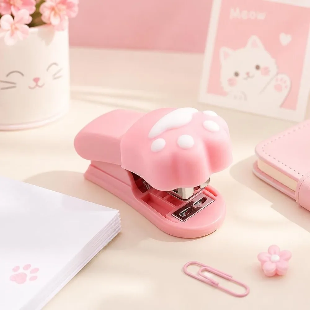 Handheld Mini Stapler Set Multifunctional Lever-Operated Cat Paw Stapler Ergonomic Cute Design Cat Claw Stapler Office Use