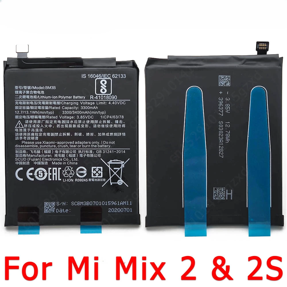 100% For Xiaomi Mi Mix 2 2S Mix2 Mix2S Battery BM3B Batteries Li-ion 3300mAh Bateria Replacement Spare Parts