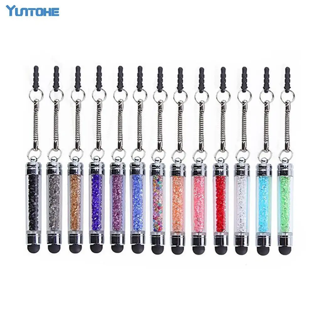 

300pcs Wholesale Good Quality Dust Plug Touch Pen Crystal Stylus Pen Ultra-soft High Sensitive for iPhone IPad Mobile Phone