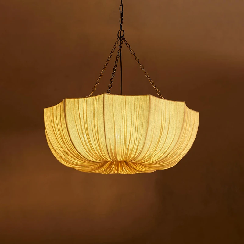 

Nordic French Fabric Pendant Lights Living Dining Room Bar Chandelier Lighting Home Decor Bedroom Lustre Hanging Lamps Fixtures