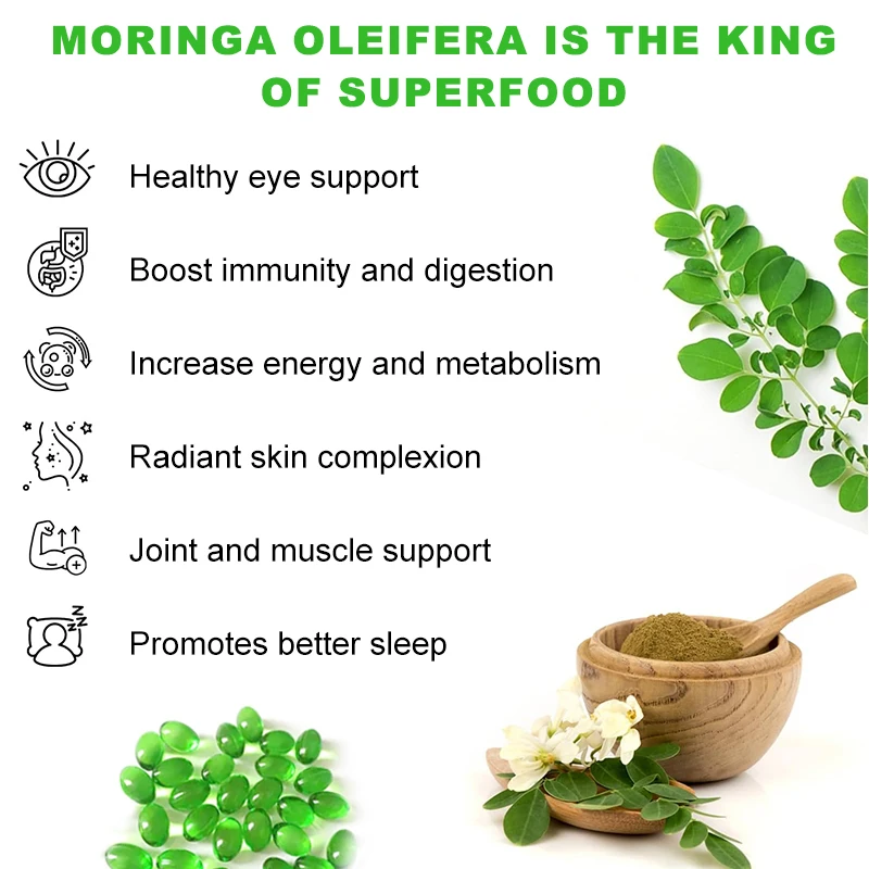 Mulittea Hot Sale Natural Moringa oleifera leaf & Black Seed Oil Capsule Compound Vitamin Daily Nutritional Supplement